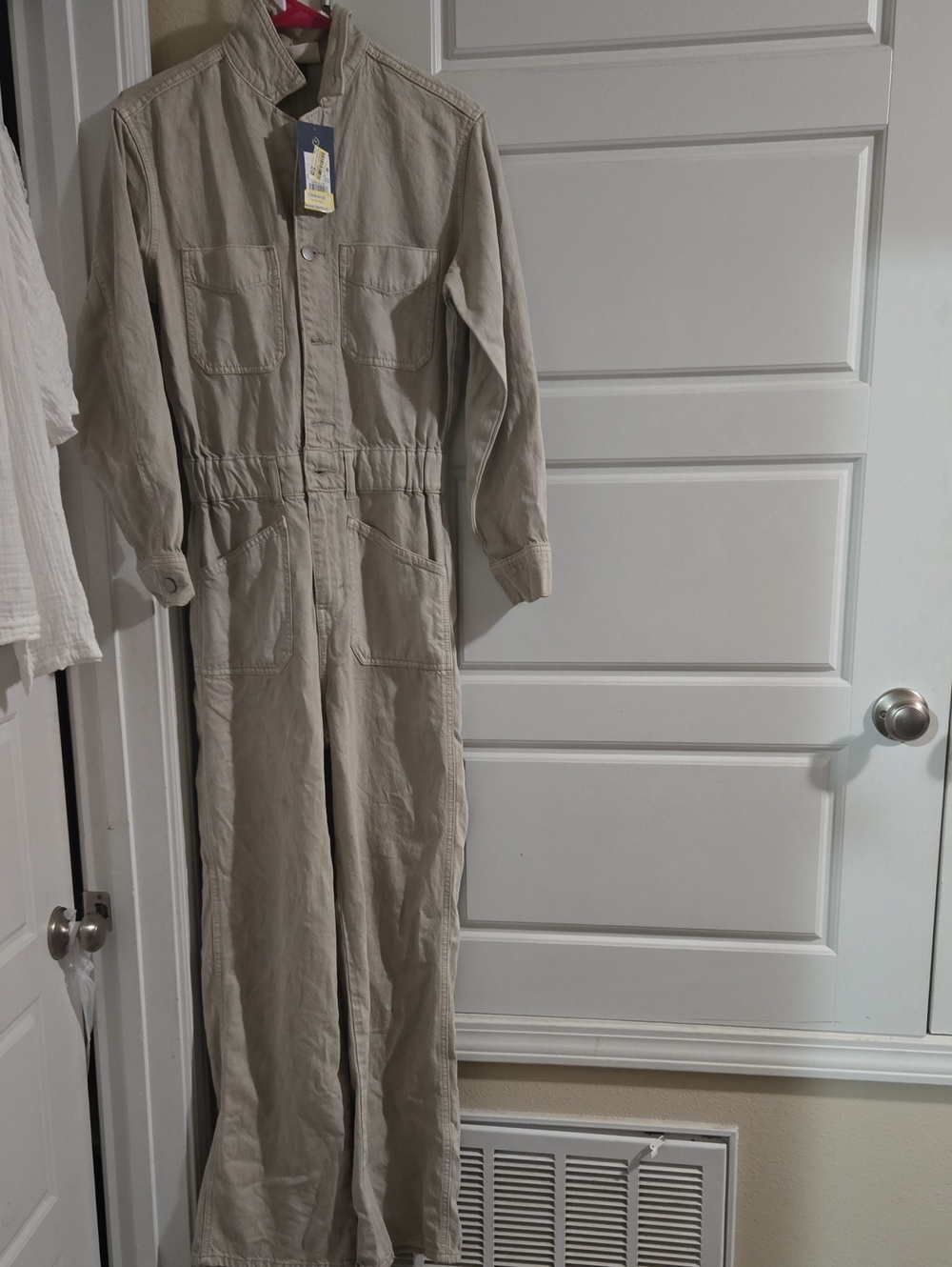 Universal Thread Beige Long-Sleeve Utility Jumpsuit